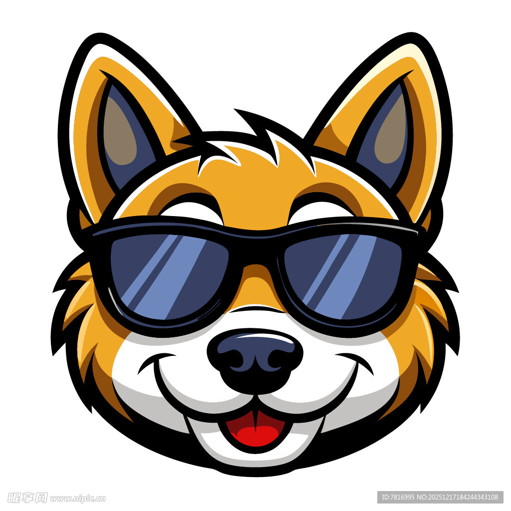 戴墨镜的俏皮狗狗头像