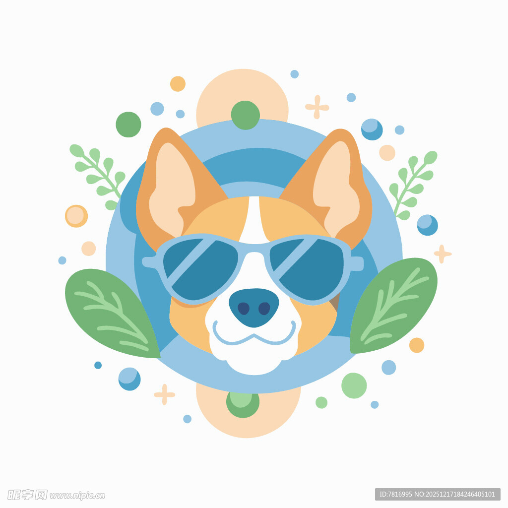 可爱卡通风柯基头像