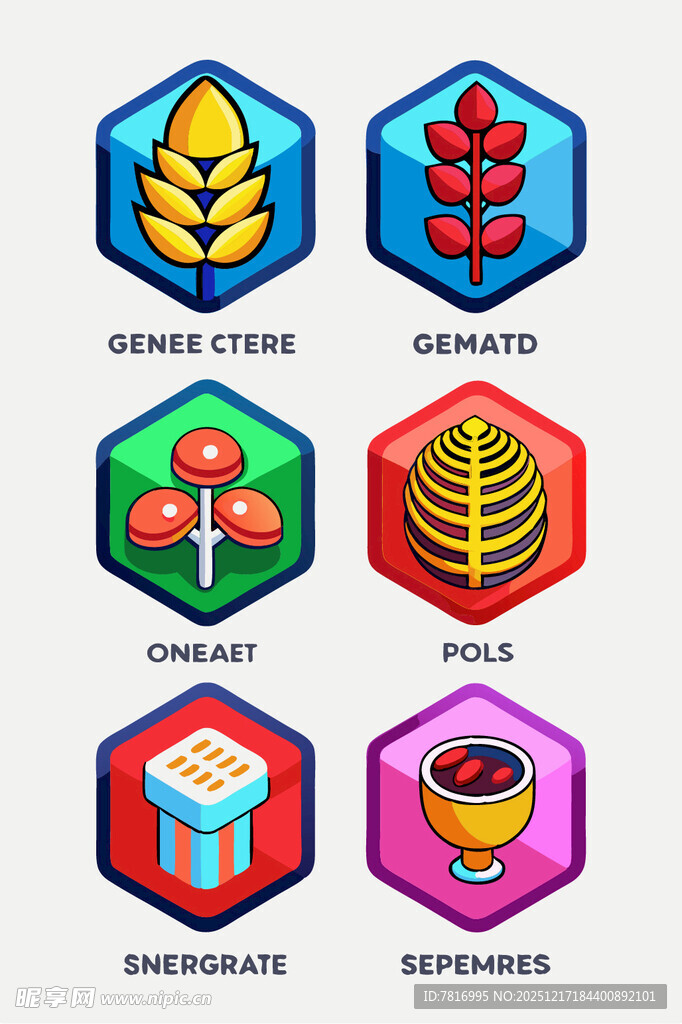 多彩创意几何图标集合