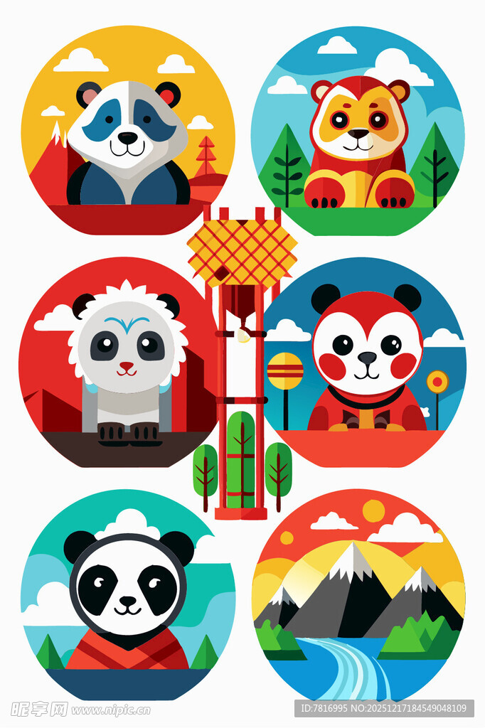 卡通动物形象与传统元素