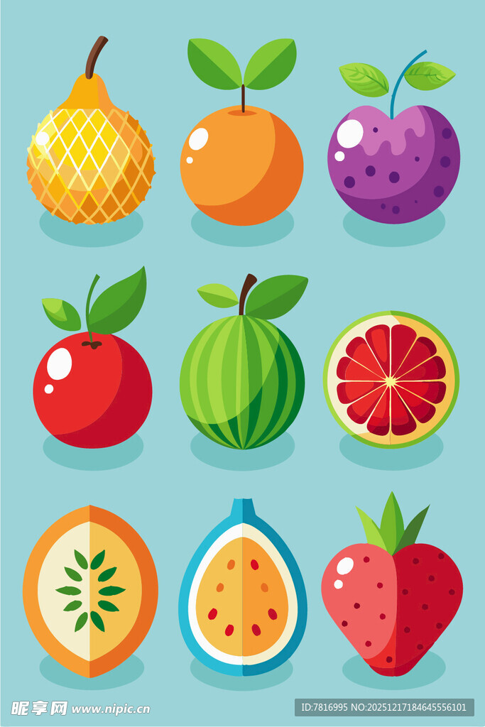 多彩水果图标集合