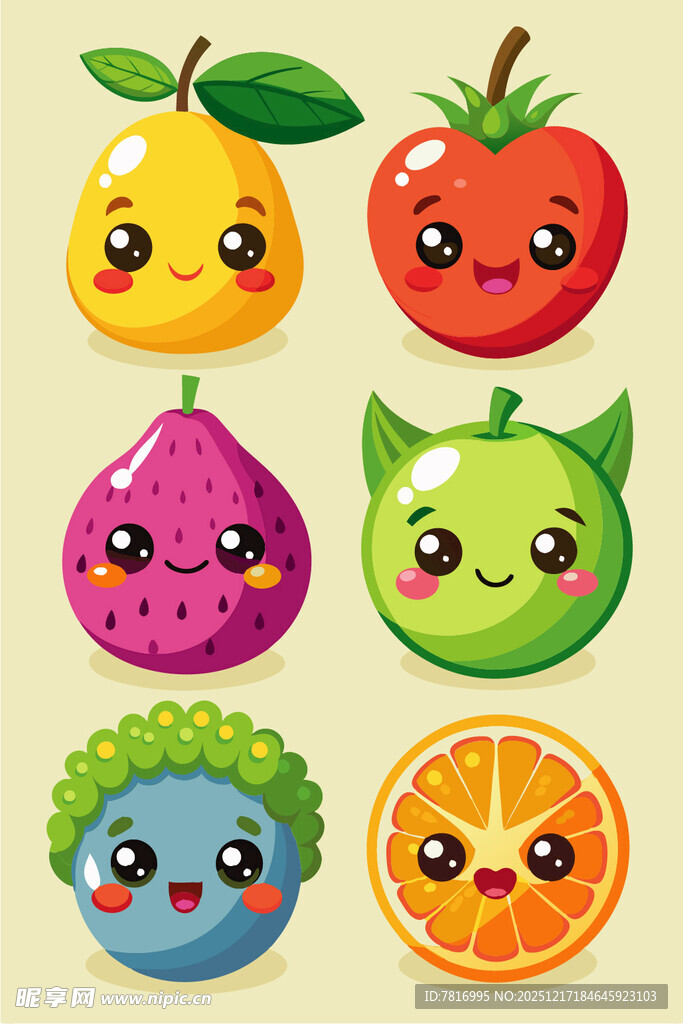 可爱表情水果大集合