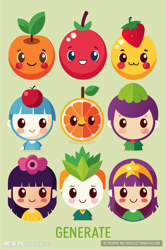 可爱水果拟人卡通角色