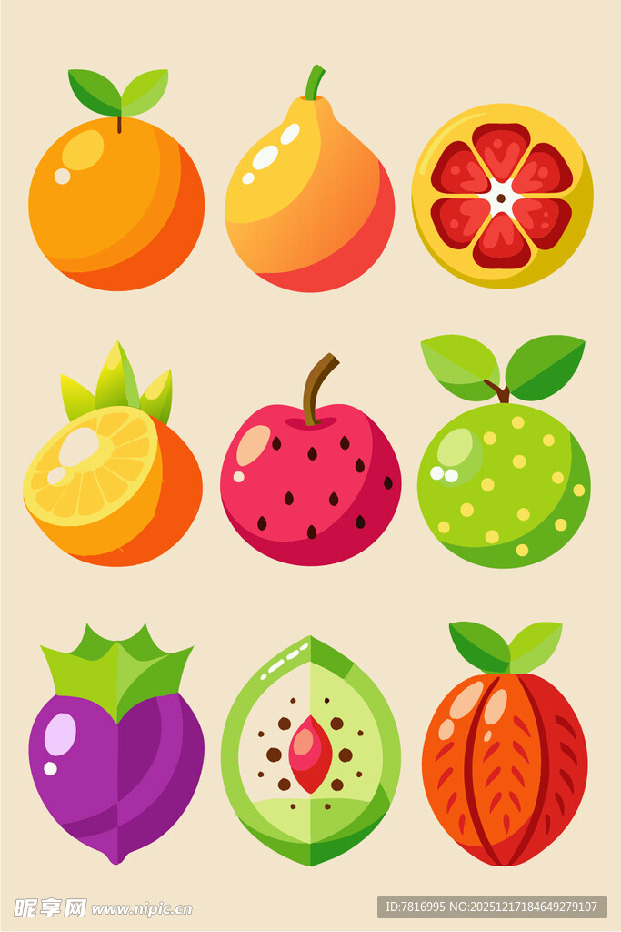多彩水果插画集合
