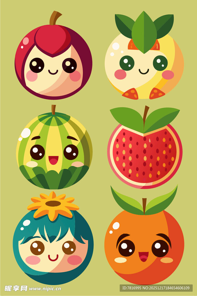 可爱拟人化水果卡通形象