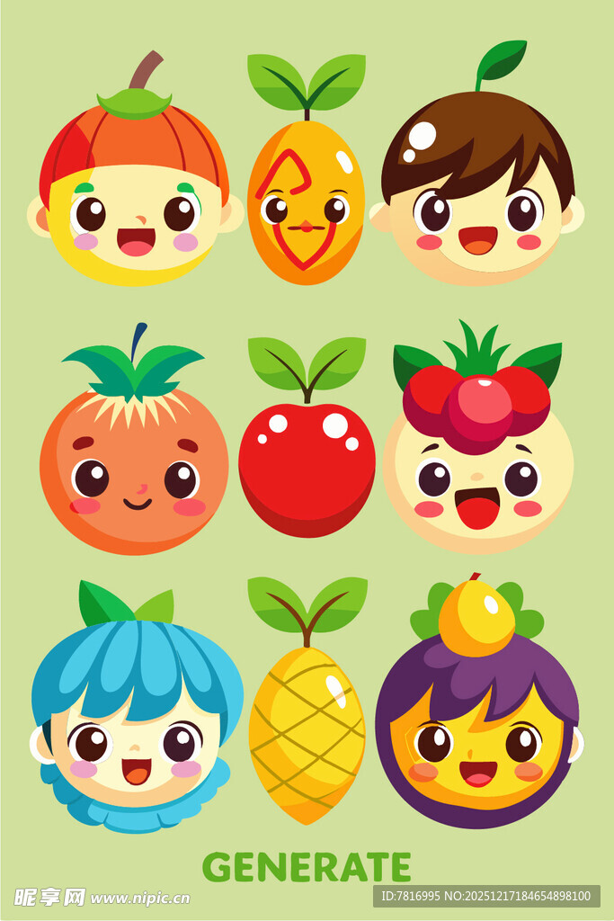 可爱水果卡通头像集合