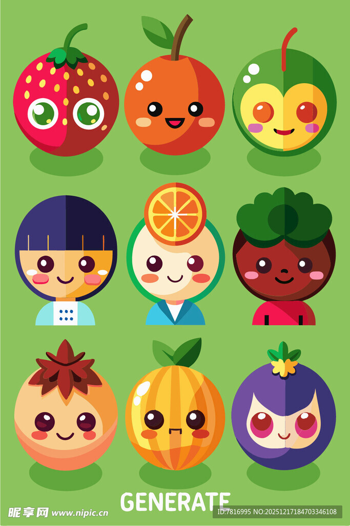 可爱水果与儿童卡通形象