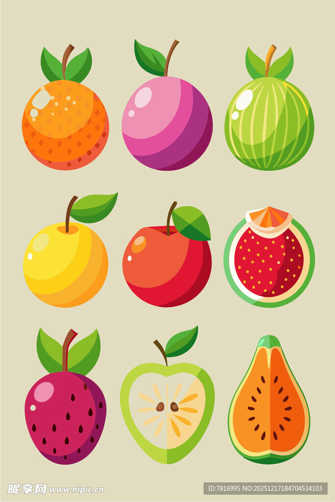 多彩水果插画集合
