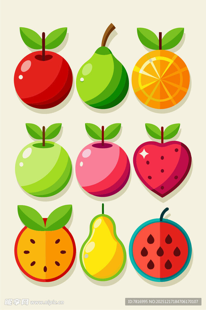 多彩水果图标集合