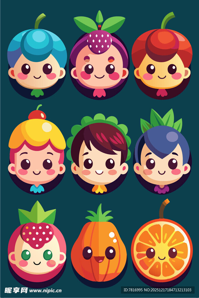 可爱水果拟人卡通角色
