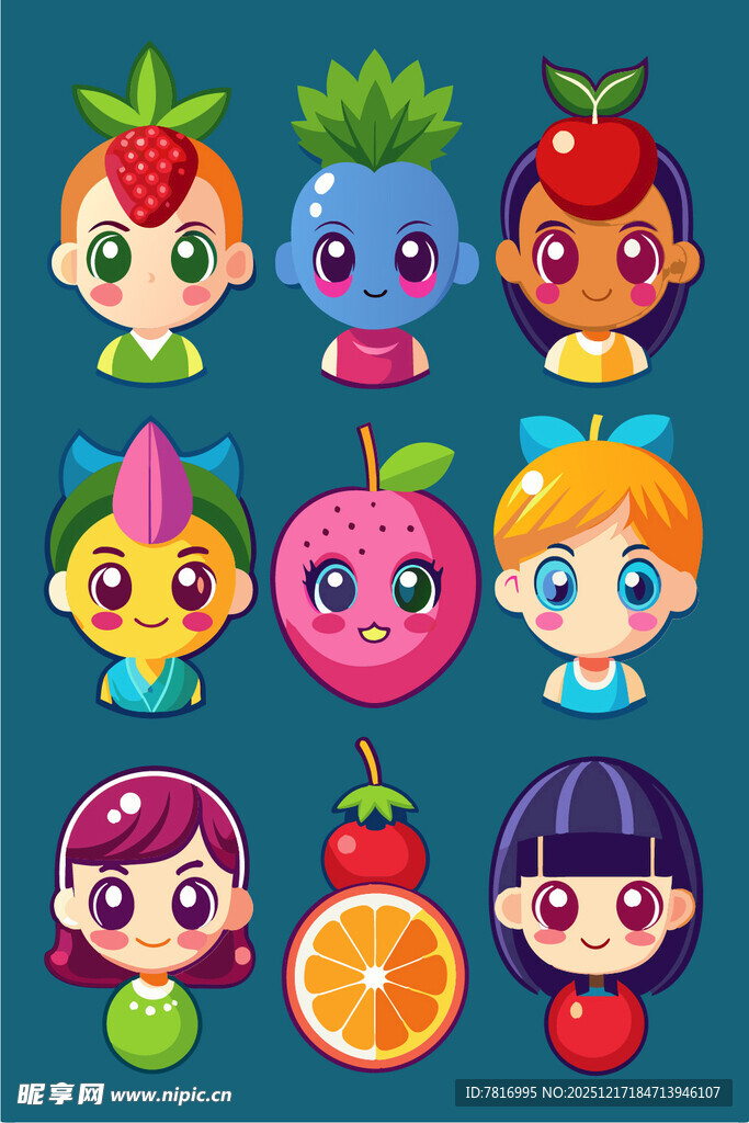 可爱水果拟人卡通角色
