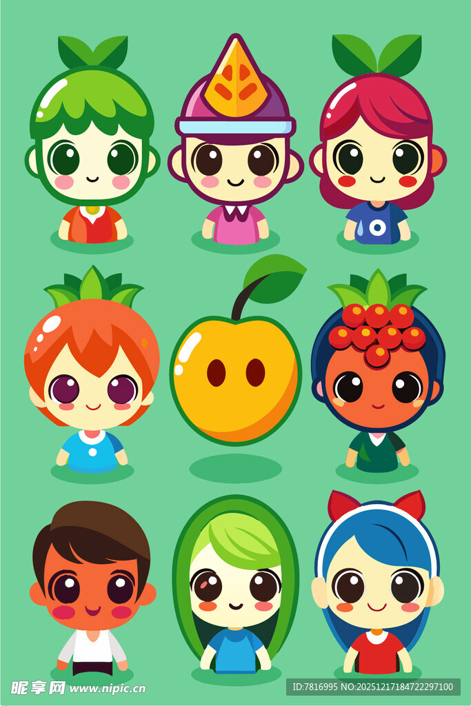 可爱水果拟人卡通角色
