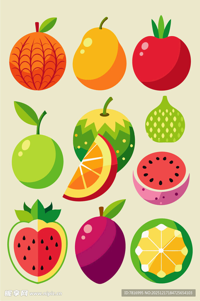 多彩水果图标集合