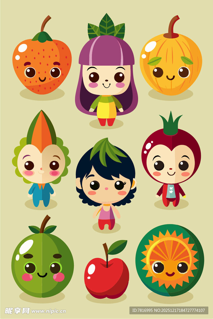 可爱卡通果蔬拟人形象