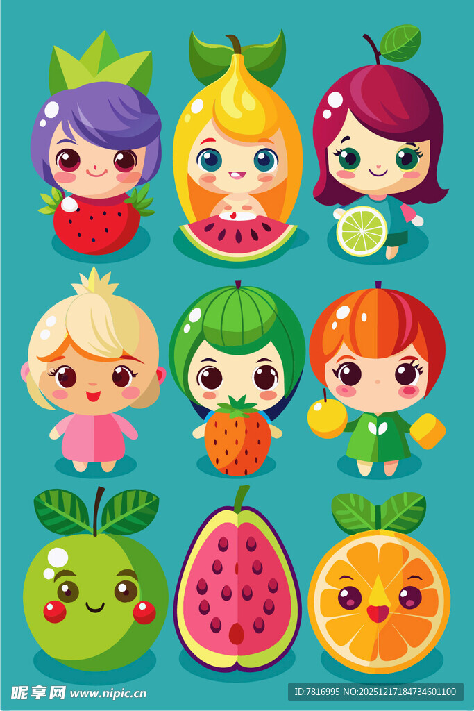 水果主题可爱卡通人物形象
