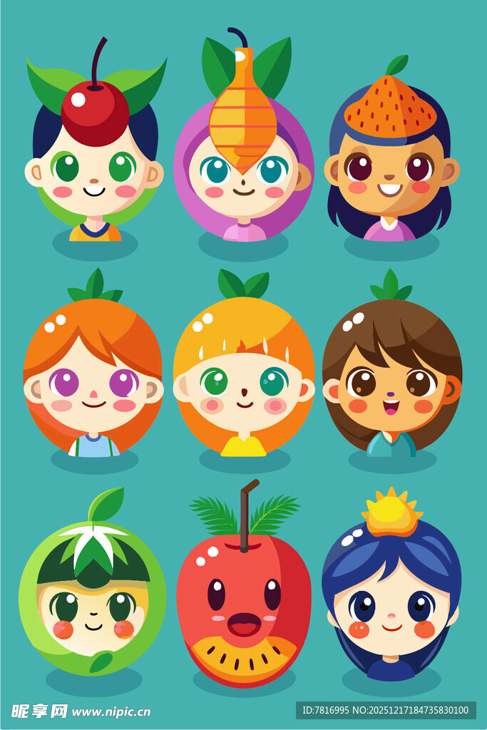 可爱水果与人物卡通形象