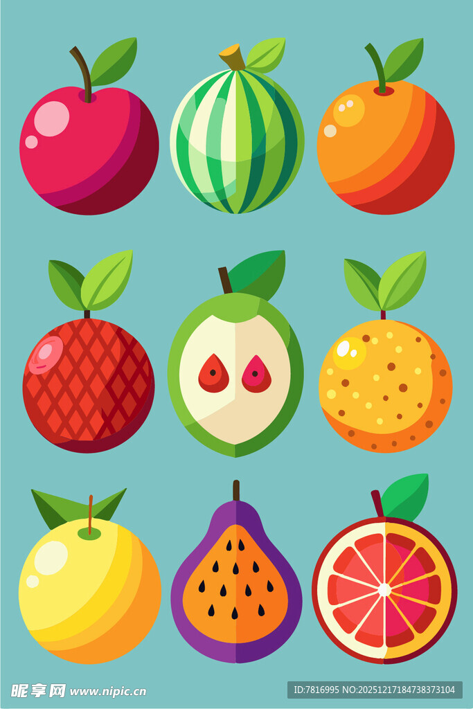 多彩缤纷的各式新鲜水果