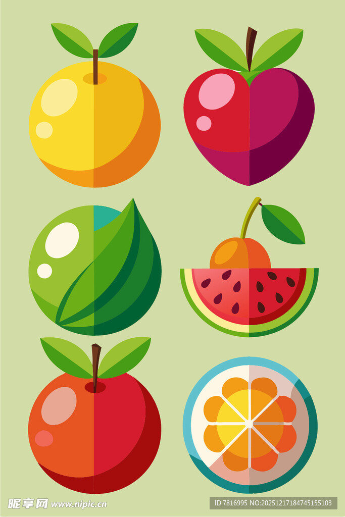 多彩水果插画