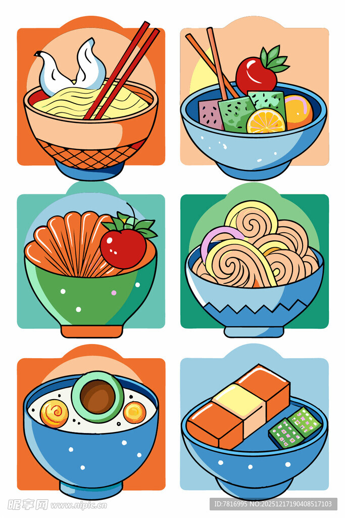 多彩日式美食插画展示