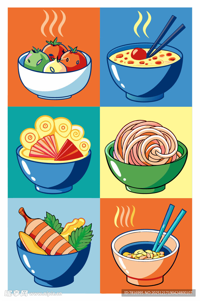 多彩中式美食碗绘