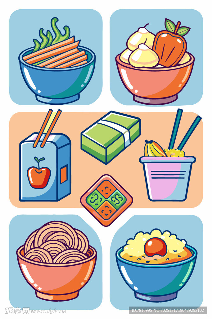 多样美食插画尽显美味