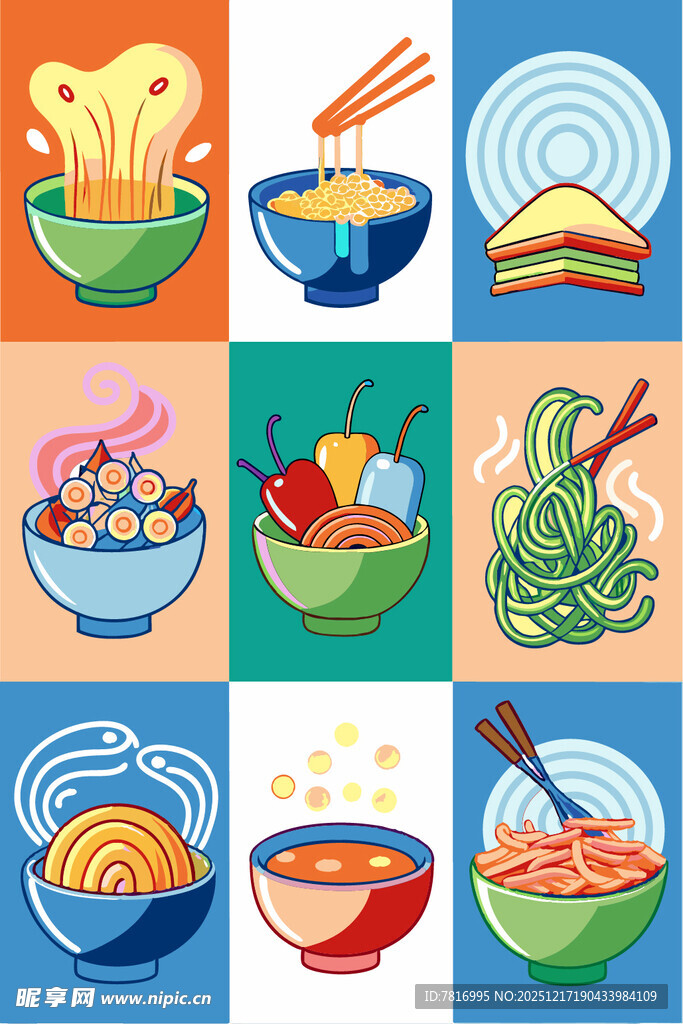 多彩面食插画集锦