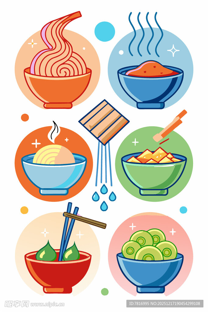 多彩面食插画美味诱人