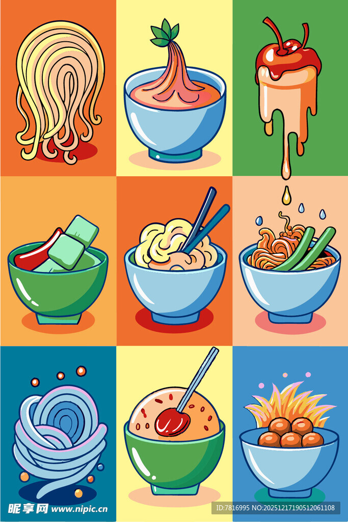 多彩面食插画美味大赏