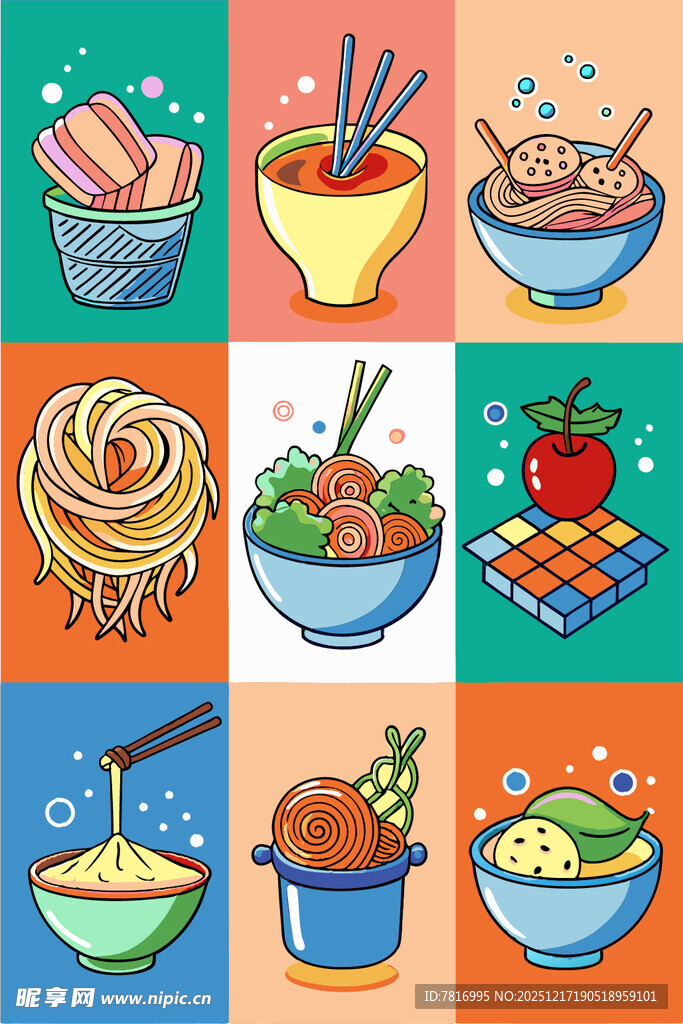 多彩美食插画多样美味