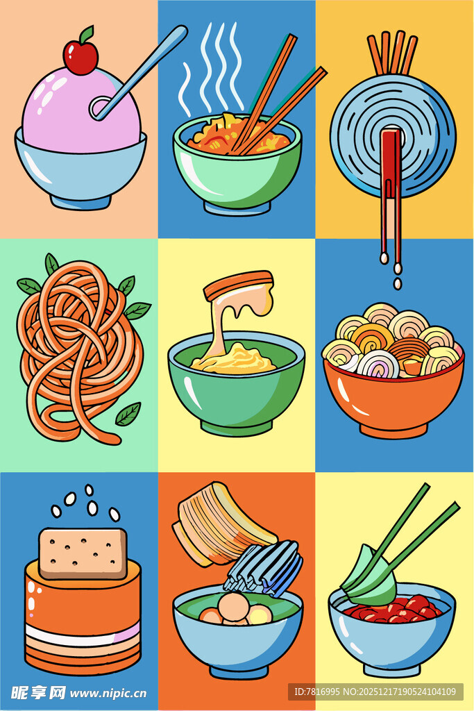 多彩美食插画尽显美味瞬间