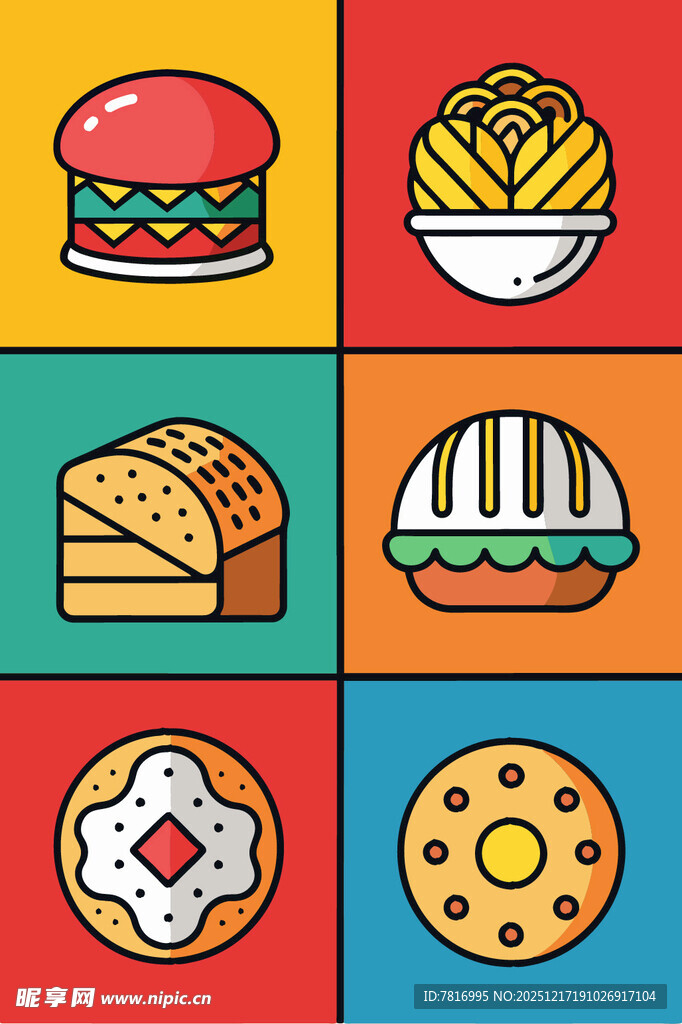 多彩美味的各式食物集合