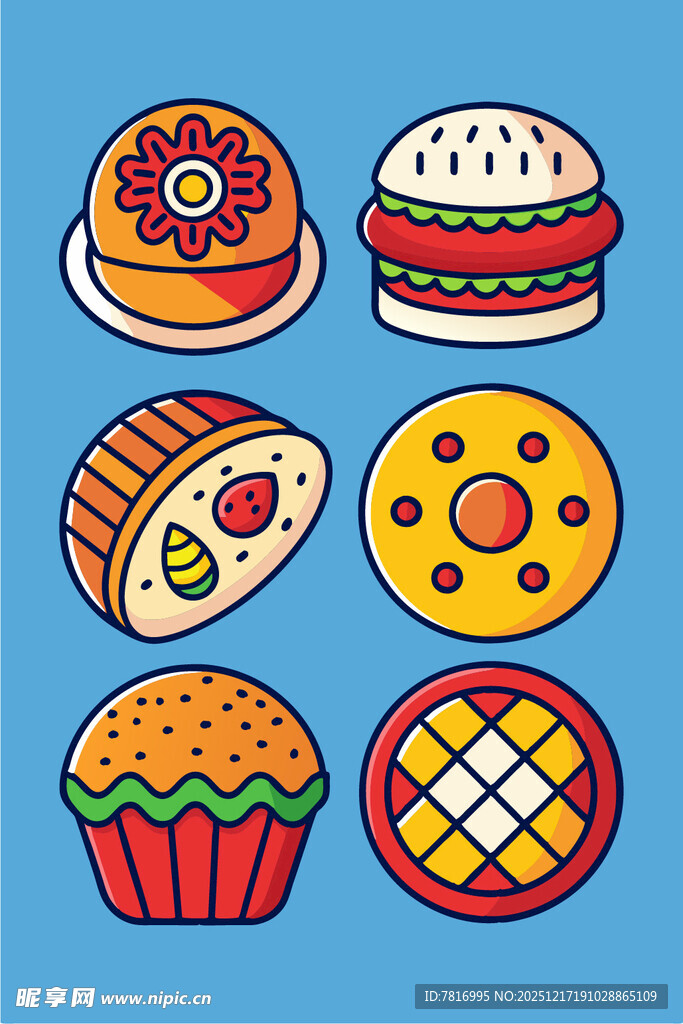 多彩美味的卡通风格小甜点