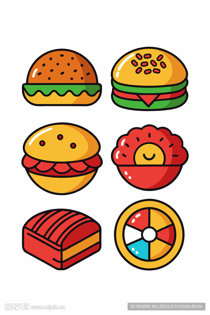 卡通美味快餐食物集合