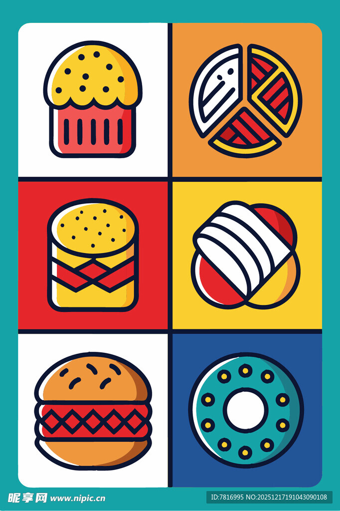 多彩美味的各式卡通食物