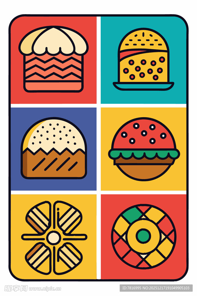 多彩糕点图案集合