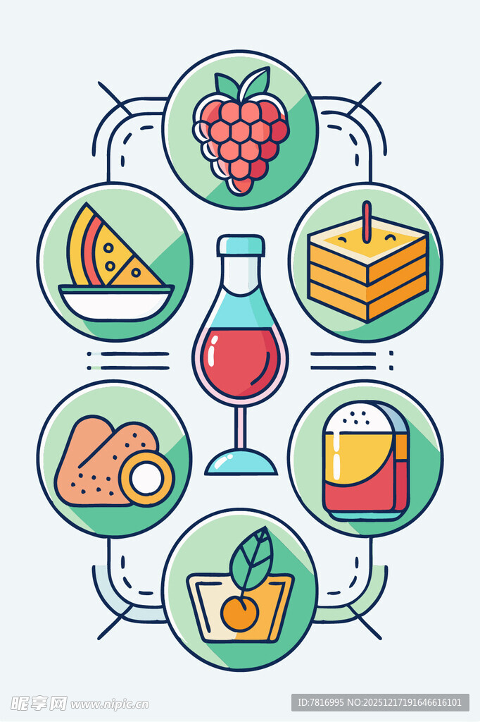 多样美食与饮品图标集合