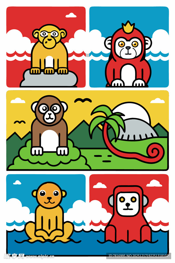 可爱动物卡通插画集合