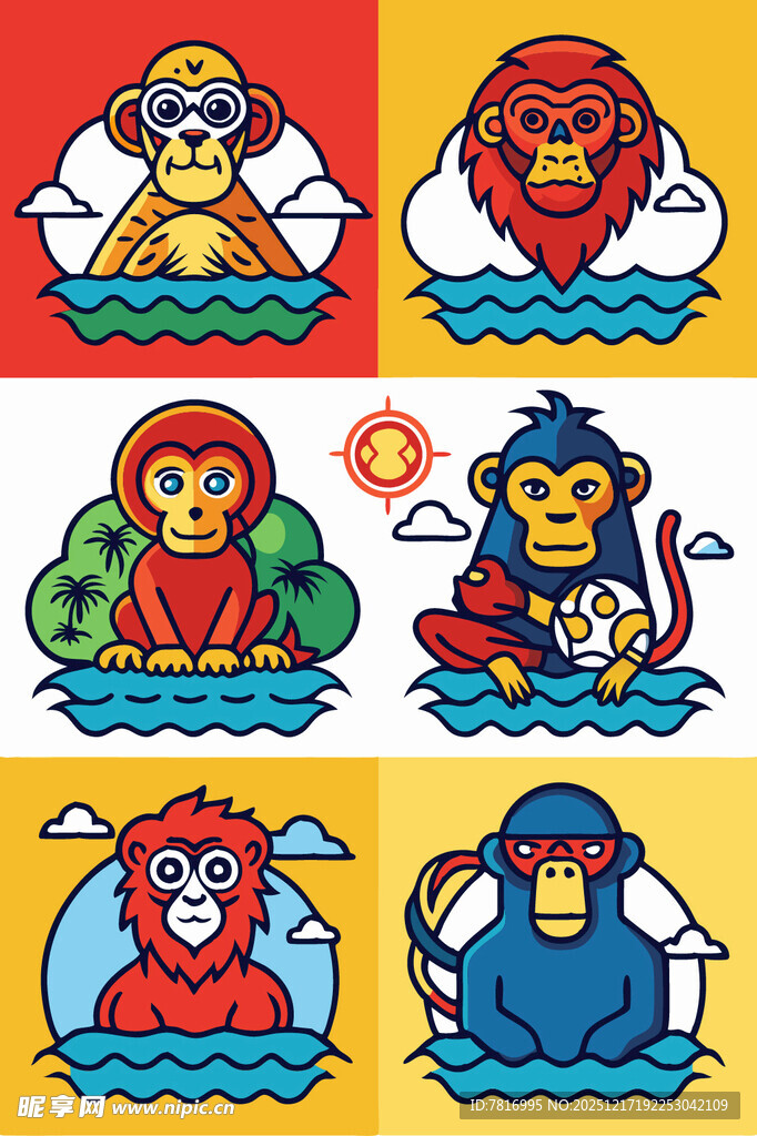 动物卡通形象插画集合