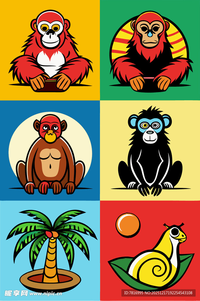 多彩动物插画集合