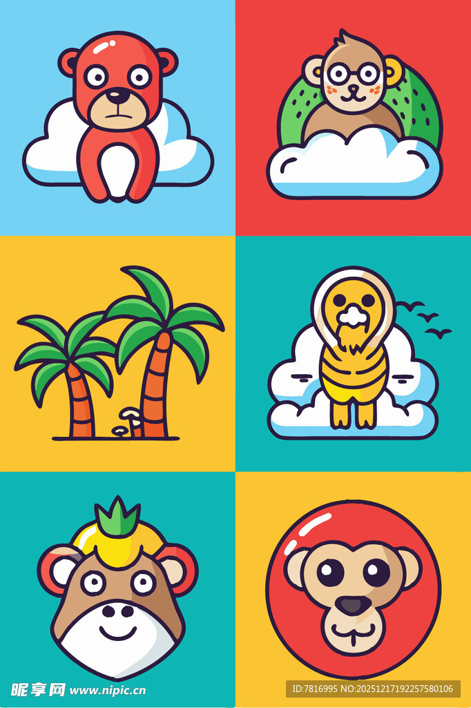 可爱猴子卡通形象集合