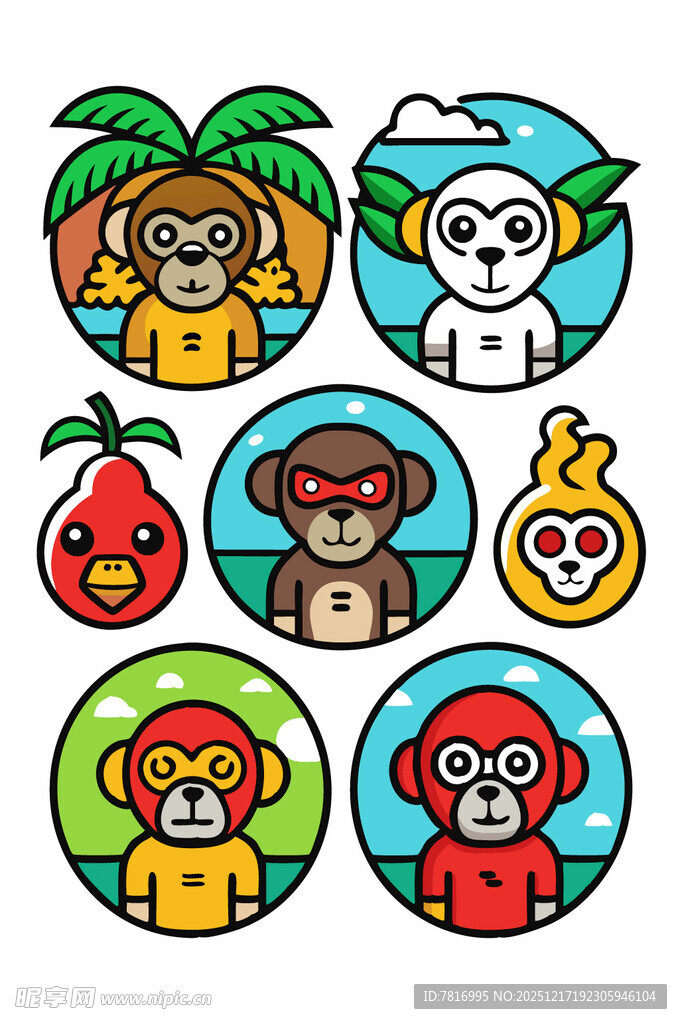 可爱猴子水果主题图标