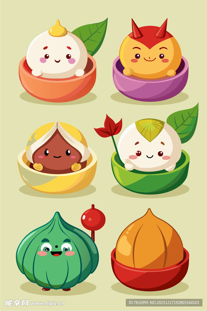 可爱卡通中式面点形象