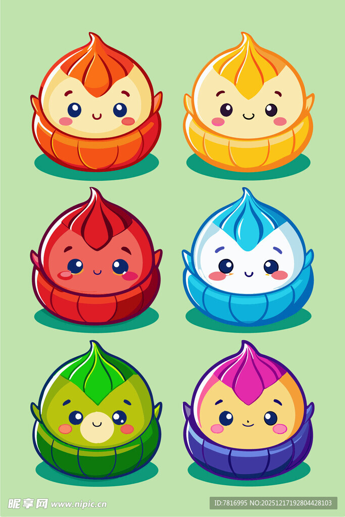 可爱多彩卡通包子形象