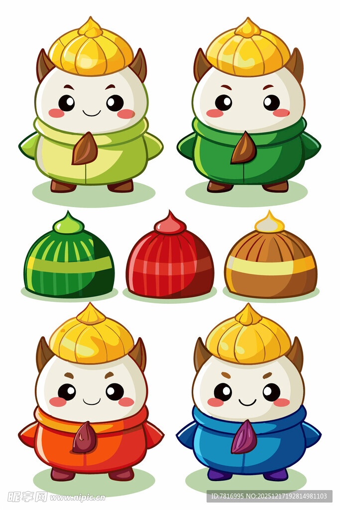 可爱清朝帽饰卡通形象