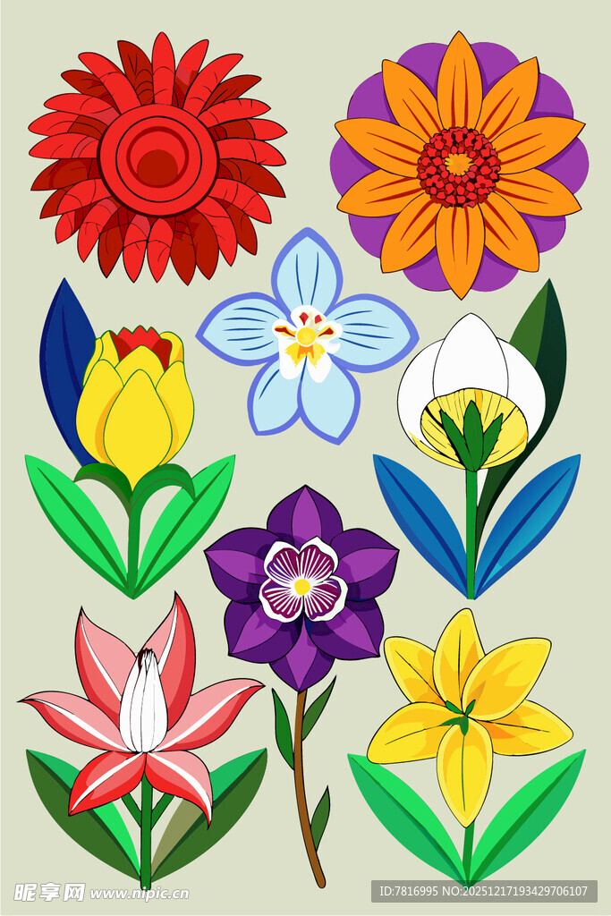 多彩手工花卉图案展示