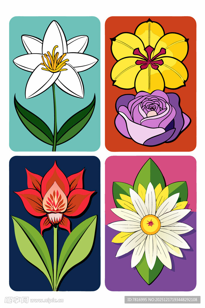 多彩花卉图标集