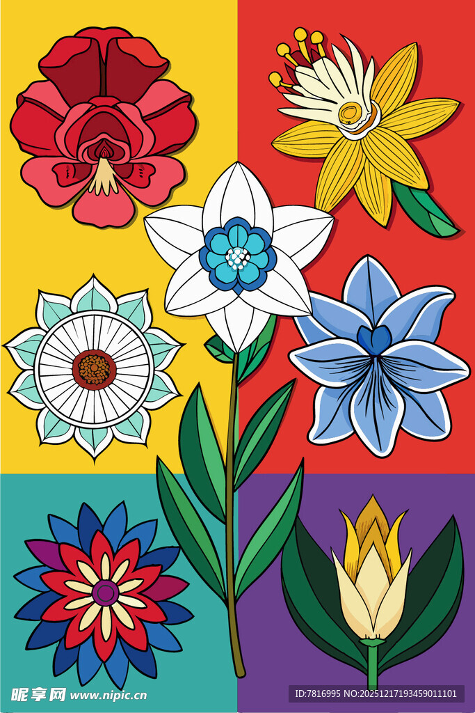 多彩花卉图案集合