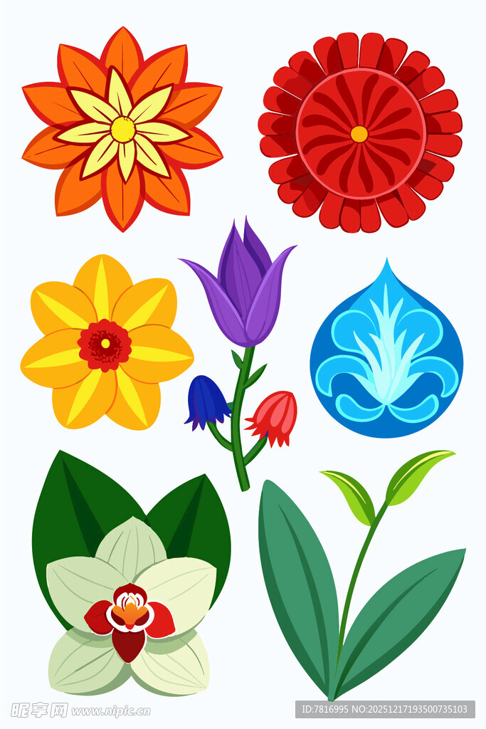 多彩花卉矢量素材集合