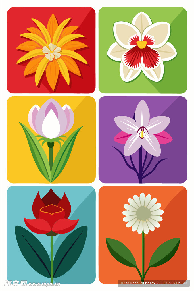 多彩花卉图标集