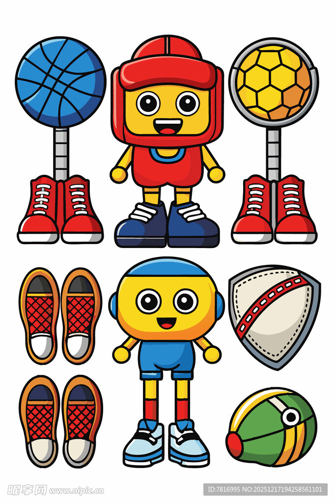 卡通运动元素与机器人形象